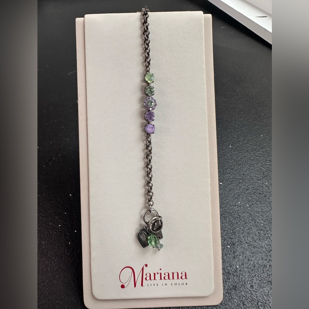 Mariana Silver Bracelet with Purple and Green Accents